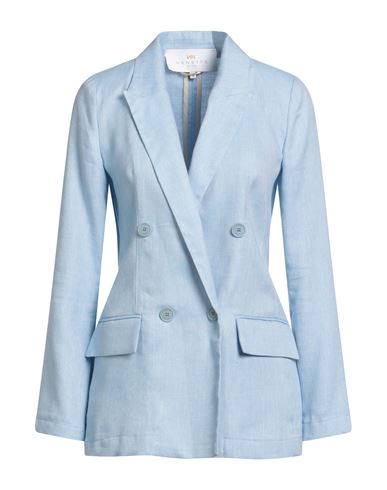 Nenette Woman Blazer Sky Blue Size 8 Linen, Polyester, Viscose