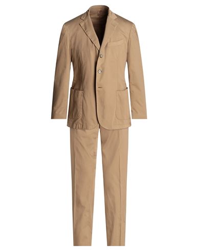 Santaniello Man Suit Camel Size 44 Cotton, Elastane In Beige
