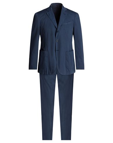 Santaniello Man Suit Navy Blue Size 44 Cotton, Elastane