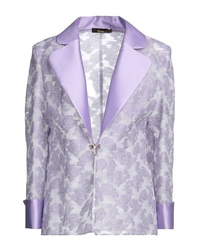 Shop Antilea Woman Blazer Lilac Size 14 Linen, Polyamide, Polyester, Silk In Purple