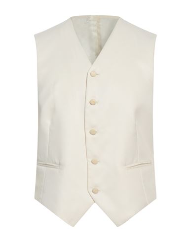 Angelo Nardelli Man Tailored Vest Cream Size 50 Wool, Polyester In White