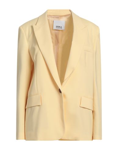 Erika Cavallini Woman Blazer Light Yellow Size 8 Virgin Wool, Elastane, Polyester