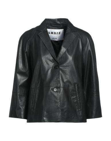 Sword 6.6.44 Woman Suit Jacket Black Size 8 Soft Leather