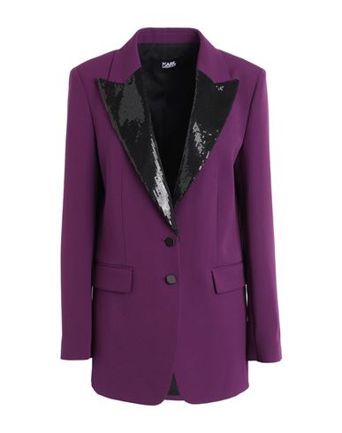 Karl Lagerfeld Woman Blazer Deep Purple Size 8 Recycled Polyester, Elastane