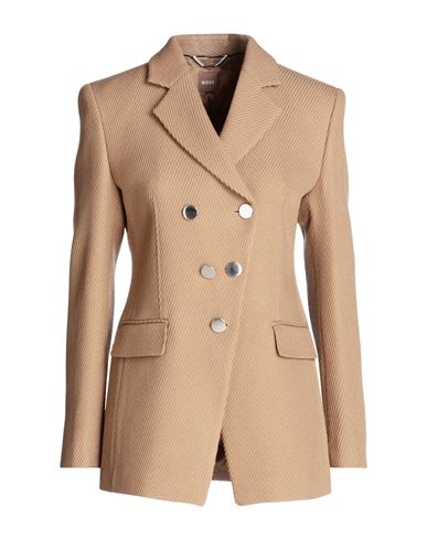 HUGO BOSS BOSS WOMAN BLAZER CAMEL SIZE 2 VIRGIN WOOL