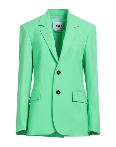Msgm Woman Blazer Green Size 6 Virgin Wool, Elastane