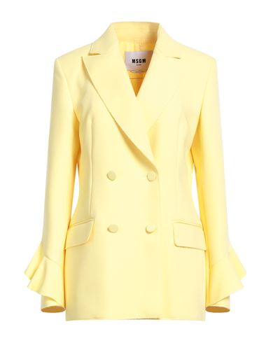 Msgm Woman Blazer Yellow Size 6 Polyester, Viscose, Elastane