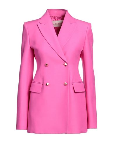 Valentino Garavani Woman Blazer Fuchsia Size 8 Virgin Wool, Silk In Pink