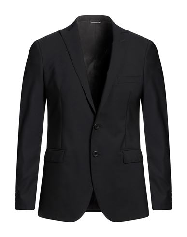 Man Blazer Black Size 38 Virgin Wool, Elastane