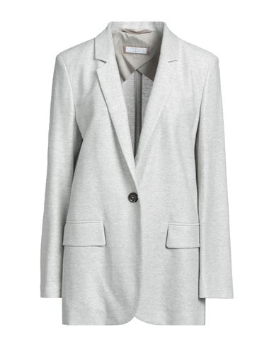 Peserico Easy Woman Blazer Light Grey Size 8 Linen, Viscose, Cotton, Metallic Fiber, Polyamide