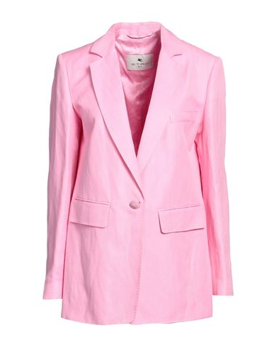 Shop Etro Woman Blazer Pink Size 8 Linen, Silk