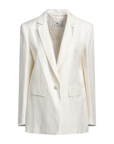 Shop Etro Woman Blazer White Size 10 Linen, Silk