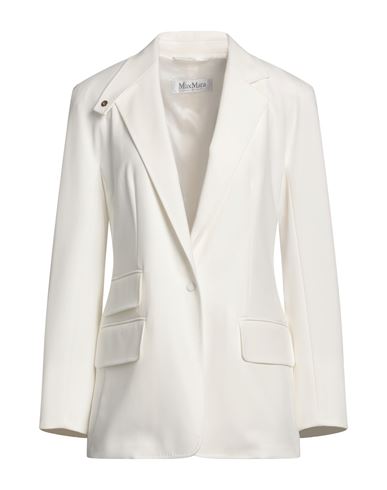 Max Mara Woman Blazer Ivory Size 8 Cotton, Elastane In White