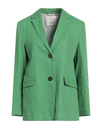 Shop 's Max Mara Woman Blazer Green Size 8 Linen