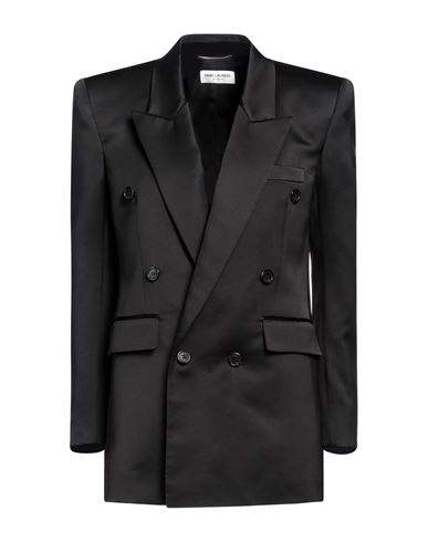 Saint Laurent Woman Blazer Black Size 8 Silk, Cotton, Elastane