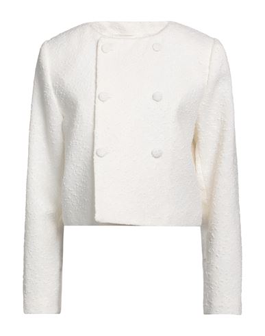 Ami Alexandre Mattiussi Woman Blazer White Size 8 Wool, Polyester, Cotton, Polyamide