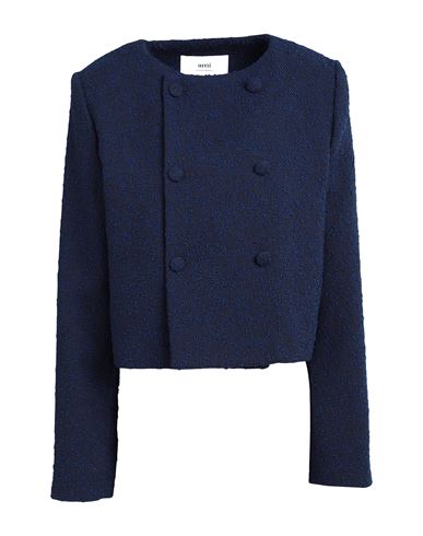 Shop Ami Alexandre Mattiussi Woman Blazer Navy Blue Size 10 Wool, Polyester, Cotton, Polyamide