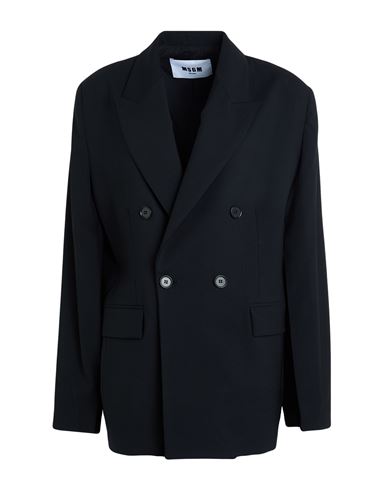 Msgm Woman Blazer Black Size 6 Virgin Wool, Elastane In Black