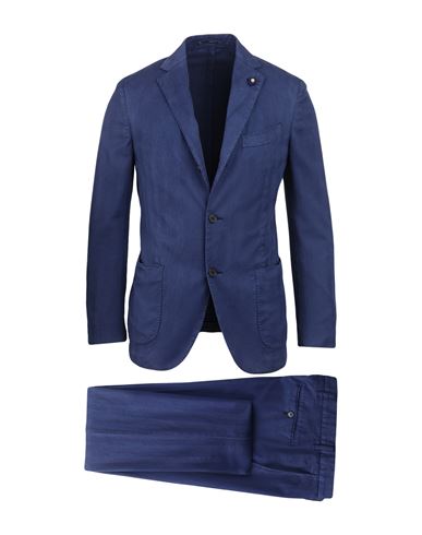 Lardini Man Suit Midnight Blue Size 36 Cotton, Linen, Mohair Wool