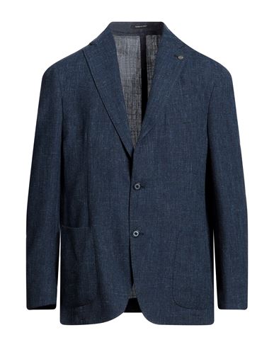 Angelo Nardelli Man Blazer Navy Blue Size 46 Virgin Wool, Cotton, Linen
