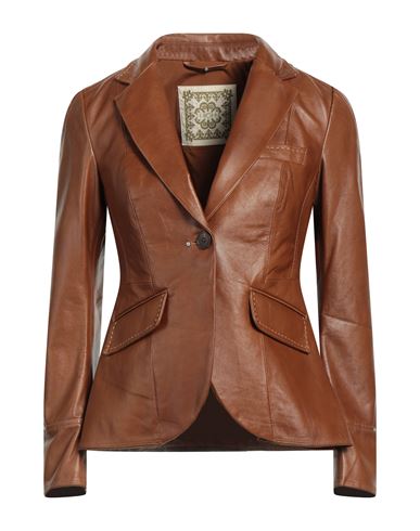 High Woman Suit Jacket Brown Size 12 Soft Leather