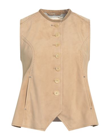High Woman Vest Sand Size 12 Soft Leather In Beige