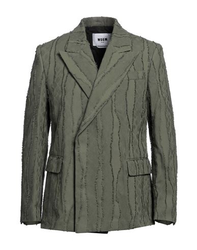 Msgm Man Suit Jacket Military Green Size 42 Cotton