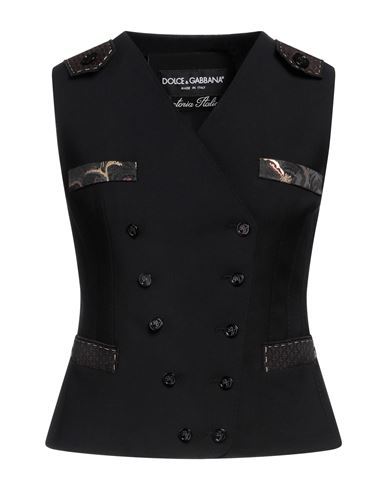 Dolce & Gabbana Woman Tailored Vest Black Size 2 Wool, Polyester, Metallic Polyester, Polyamide, Syn