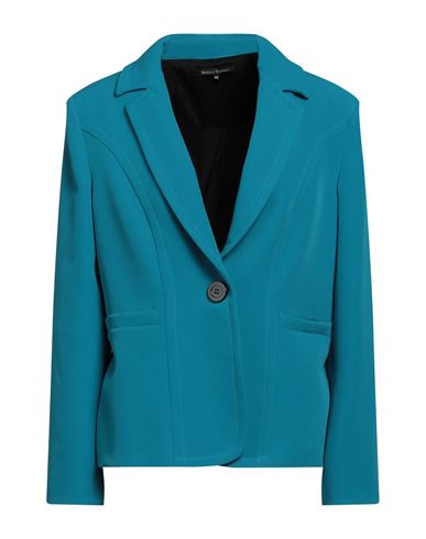 Shop Mirella Matteini Woman Blazer Turquoise Size 10 Polyester, Elastane In Blue