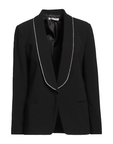 Biancoghiaccio Woman Blazer Black Size 12 Polyester