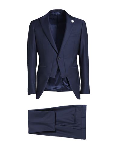 Luigi Bianchi Mantova Man Suit Navy Size 42 Polyester, Virgin Wool, Elastane In Blue