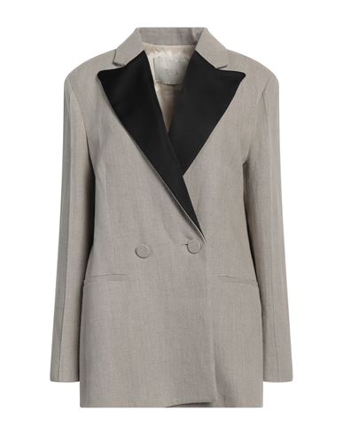 TELA TELA WOMAN BLAZER SAND SIZE 8 LINEN, POLYESTER, COTTON, VISCOSE 