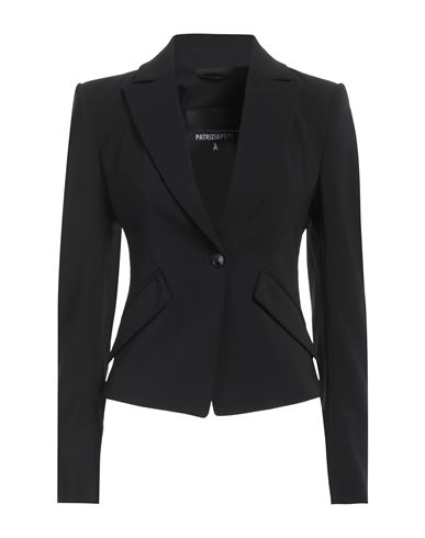 PATRIZIA PEPE PATRIZIA PEPE WOMAN BLAZER BLACK SIZE 10 POLYESTER, ELASTANE 
