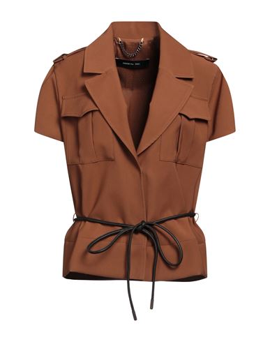 Federica Tosi Woman Blazer Brown Size 12 Viscose, Polyester, Acetate