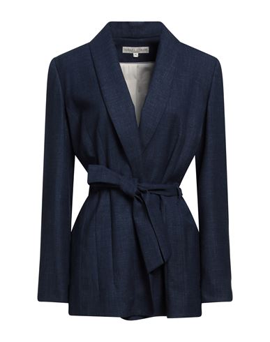 Barbara Lohmann Woman Blazer Navy Blue Size 12 Wool, Silk, Linen