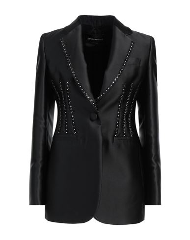 Emporio Armani Woman Blazer Black Size 8 Polyester, Silk, Glass