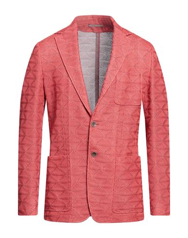 Canali Man Blazer Coral Size 40 Cotton In Red