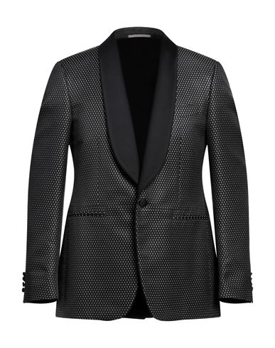Canali Man Blazer Black Size 42 Cotton, Silk