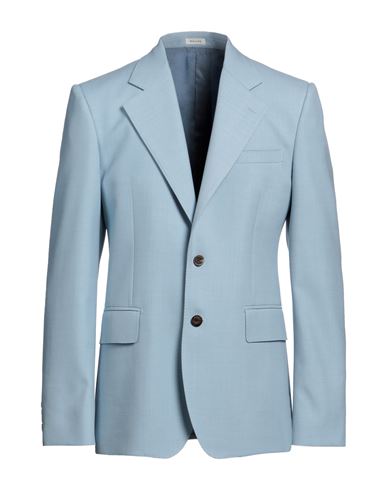 Shop Alexander Mcqueen Man Blazer Light Blue Size 42 Polyester, Wool