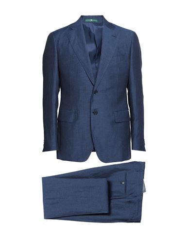 Massacri Man Suit Navy Blue Size 40 Wool, Linen