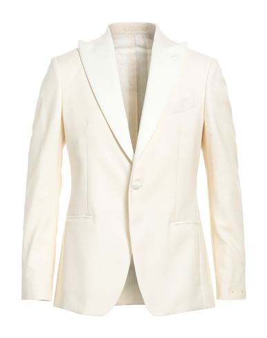 Shop Lardini Man Blazer Ivory Size 38 Wool, Silk, Polyester In White