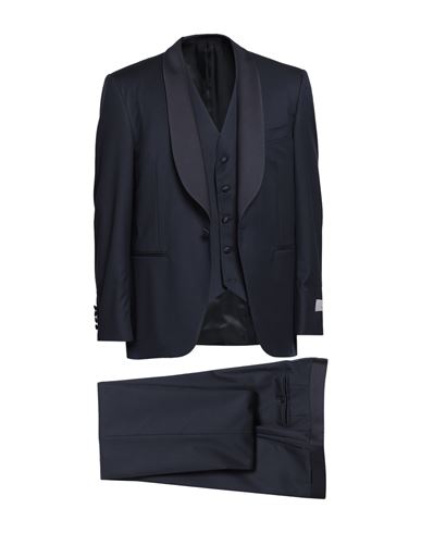 Canali Man Suit Navy Blue Size 44 Wool