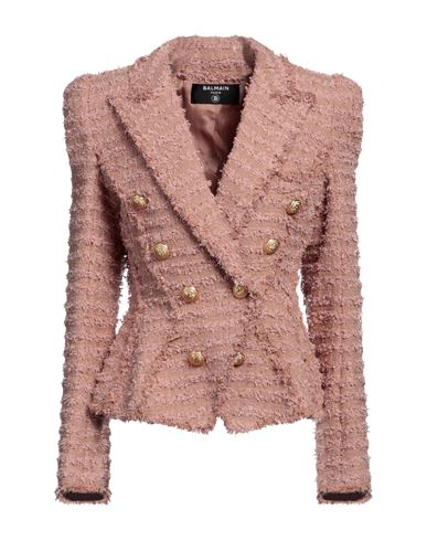 Balmain Woman Blazer Pastel Pink Size 8 Cotton, Polyamide, Metallized Polyamide