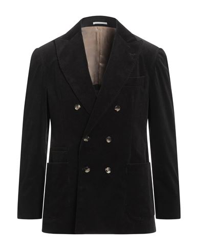 Brunello Cucinelli Tailored Cotton Cashmere Blazer With Double Vent In Black