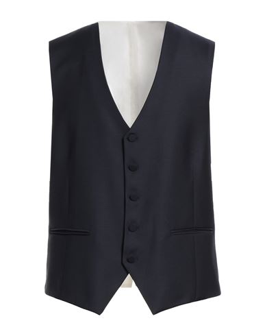 Shop Paoloni Man Tailored Vest Midnight Blue Size 46 Polyester, Virgin Wool, Elastane