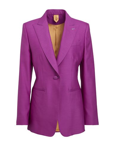 Max Mara Woman Blazer Purple Size 10 Virgin Wool, Silk