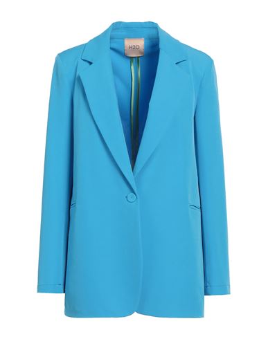 H2o Italia Woman Blazer Azure Size 10 Polyester, Elastane In Blue