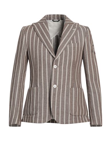 Grey Daniele Alessandrini Man Blazer Khaki Size 36 Linen, Cotton, Polyester In Beige