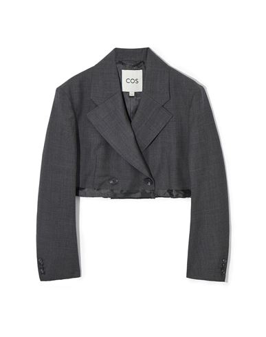 Cos Deconstructed Cropped Wool Blazer In Grey
