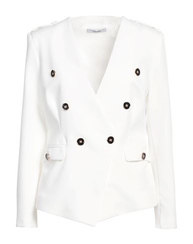 Lanacaprina Woman Blazer White Size 10 Polyester, Elastic Fibres